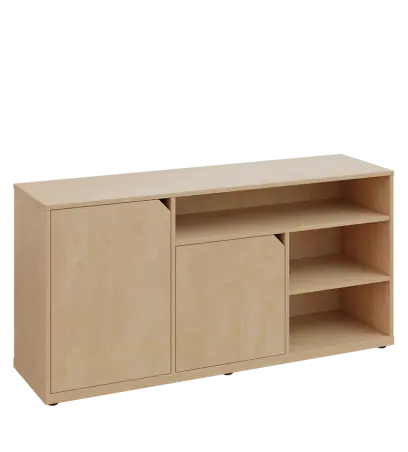 KU2-15DN3 L skříňka nízká 2-dveřová, nika, 740x1522x400, provedení levé, bříza světlá